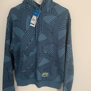 Adidas Originals Blue Athletic Club Allover Print Hoodie
